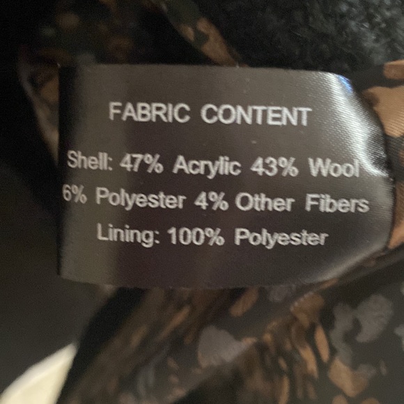 Giacca Black Wool Blend Coat Size M - Picture 8 of 8